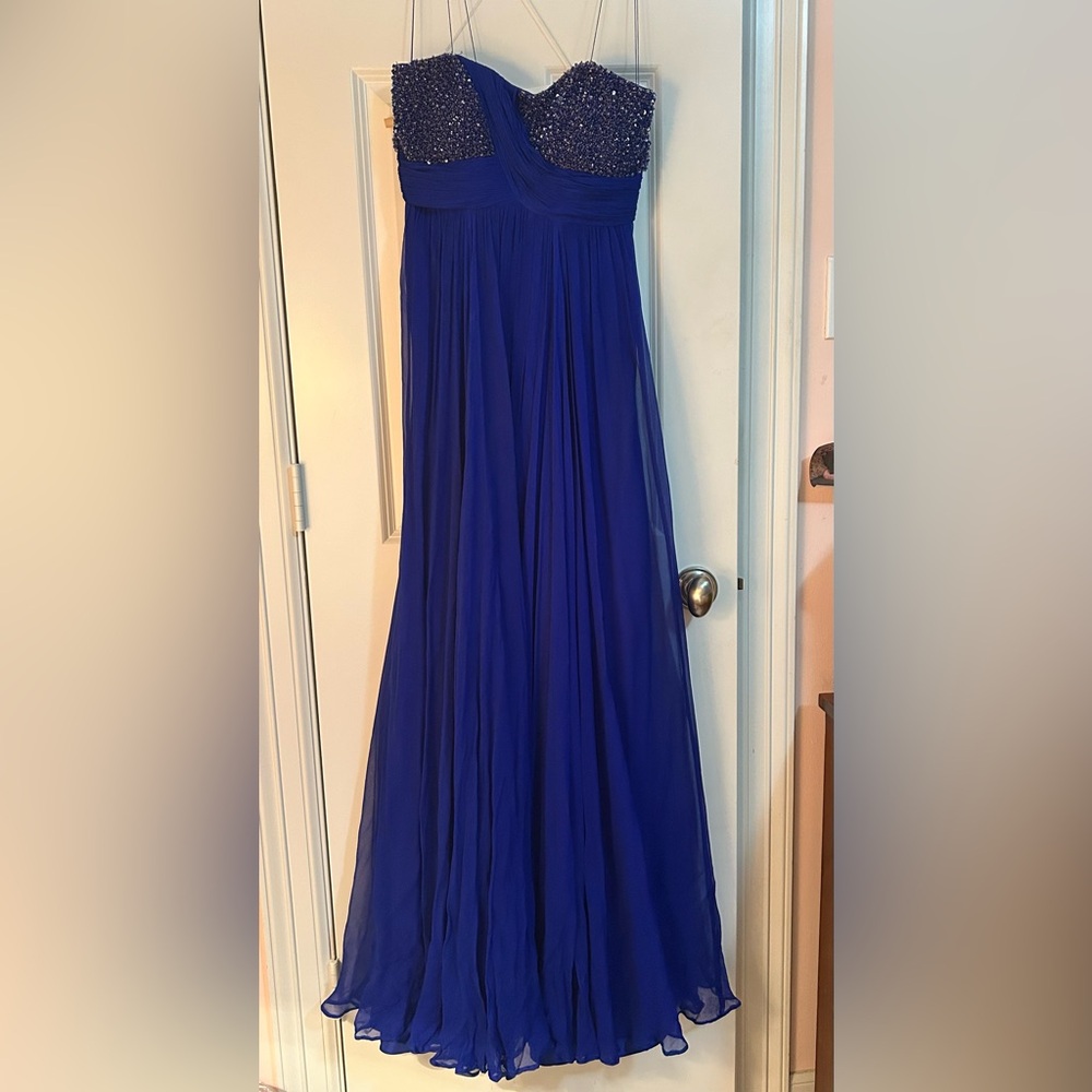 Elegant Royal Blue Strapless Gown